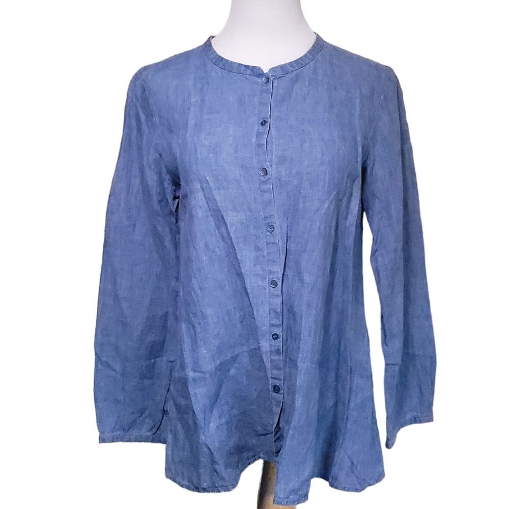 Eileen Fisher Women’s Linen Button Up Long Sleeve Womens Small